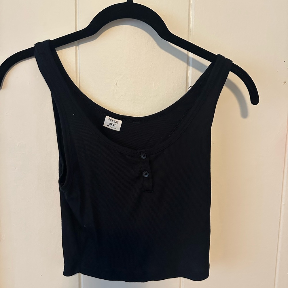 Sunday Best cropped henley tank top
